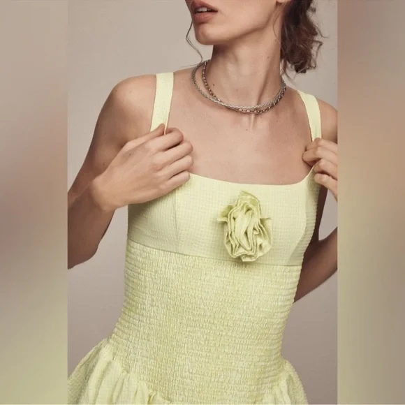 NWT! Maeve by Anthropologie Smocked Rosette Drop-Waist Mini Dress NWT! Maeve by Anthropologie Smocked Rosette Drop-Waist Mini Dress